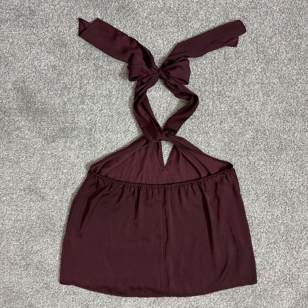 Banana Republic Top Womens Medium Pinot Noir Burgundy Halter Tie Neck Bow Back - Picture 7 of 14